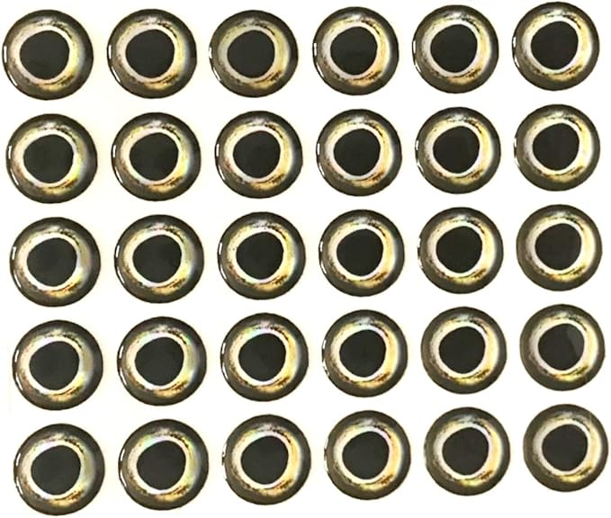 Brule 3-D Holographic Epoxy Fish Eyes (5mm-20mm) 60 Pack, Handpoured, Fishing Fly Tying Lures DIY Crafts