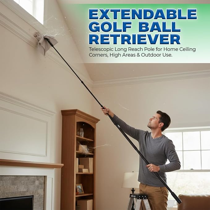 Golf Ball Retriever with Telescopic Design 15ft Reach | Golf Ball Picker for Water Hazards - Pick Up Your Golf Balls in Style