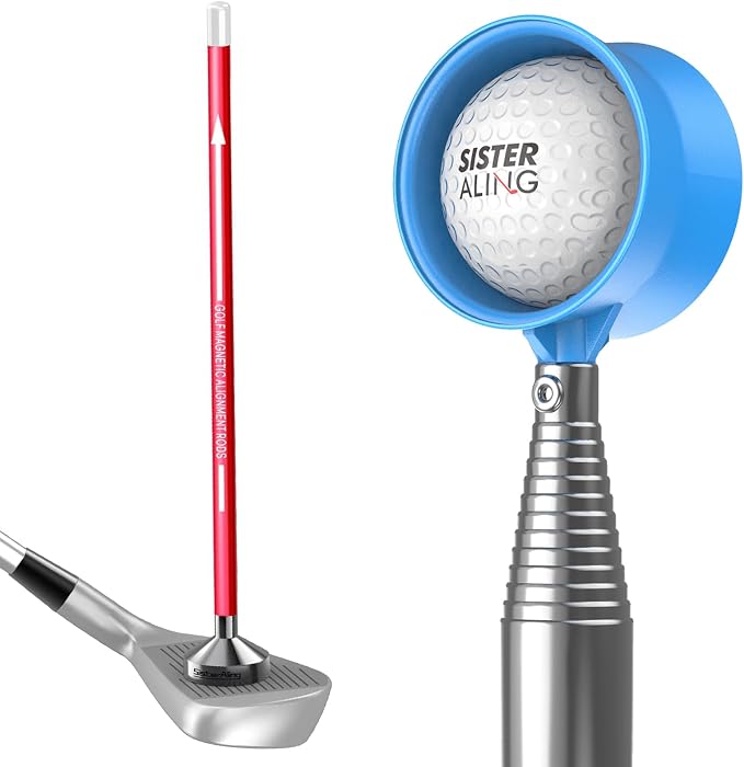 Golf Magnetic Alignment Rods and 9ft/12ft Water Telescopic Golf Ball Retriever