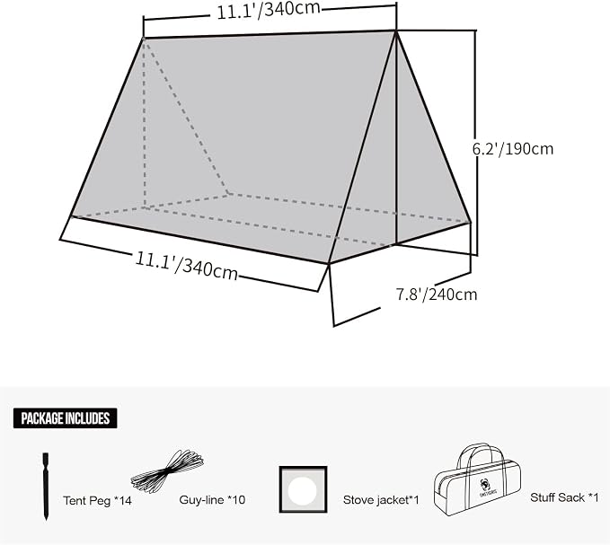 OneTigris ROCDOMUS Hot Tent with Stove Jack, 3000mm Waterproof, Versatile Lightweight Hammock Tent for Camping, Hiking, Backpacking, Bushcraft, Car Trips