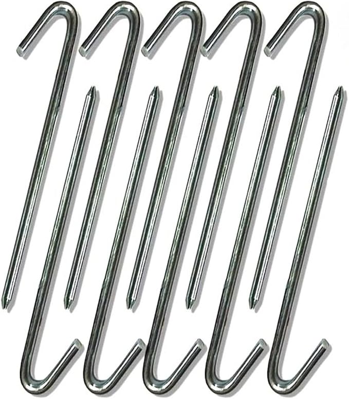 Steel Tent Stakes - Heavy-Duty Ground Hook Spikes, Metal Anchors for Commercial Inflatables, Outdoor Camping Canopy, Fence, Garden, Tent Accessories, 5/8" Diameter x 18" Length, 50-Pack