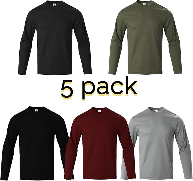 Mens Long Sleeve T-Shirts Casual Crew Neck Tee Shirt Summer Soft Running Swimming Cycling Fishing Tops