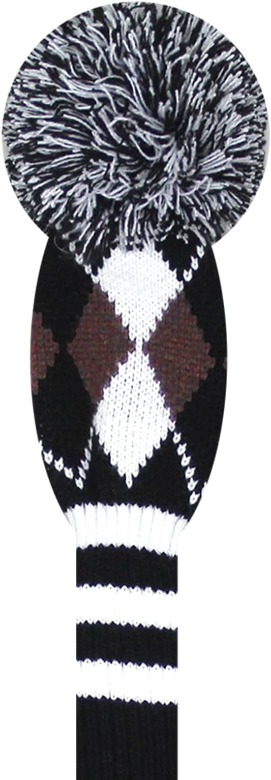 Scott Edward Knit Golf Club Cover with a Pom Set of 5 Head Covers Protect Driver Wood(460cc) 1 Fairway Wood2 and Hybrid/UT2 with Rotating Club Number Tags
