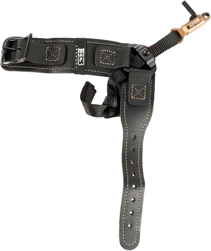 B3 Archery King Single-Caliper Wrist Strap Archery Compound Bow Arrow Release Aid Trigger w/Adjustable Travel, Roller-Sear Blackened Stainless Steel Jaw, Standard Wrist Strap
