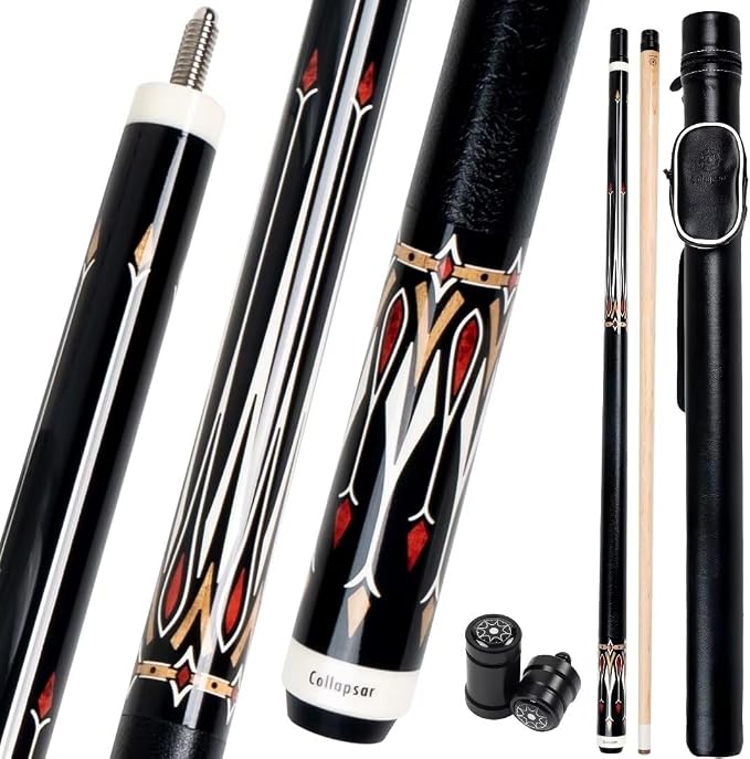 Collapsar CA Pool Stick with 1X1 Hard Case,58" Maple Professional Billiard Cue Stick,19-21 oz Pool Cue Set