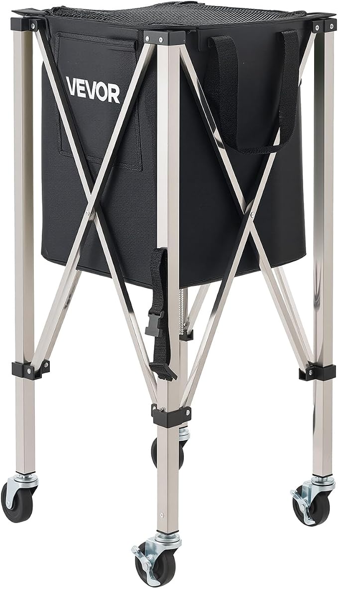 VEVOR Tennis & Pickleball Hopper Holds 200/175/150/120 Balls, 3-in-1 Tennis Foldable Pickleball Basket Cart for Easy Installation, Storage Bag for Tennis Training & Teaching