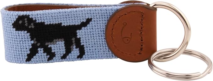 Leather Hand-Stitched Needlepoint Key Fob or Key Chain
