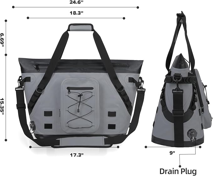 MORXPLOR Insulated Fish Cooler Kill Bag with Flat Bottom-26x18 31x14 40x16 50x18 60x20 70x25 Inches Waterproof Fishing tackle Kill Cooler Bag