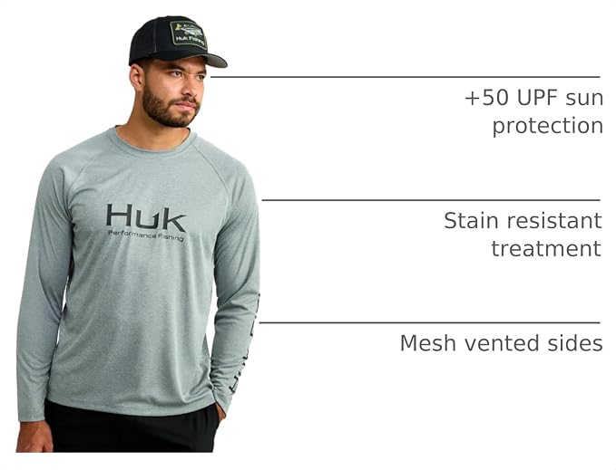 HUK Men's Pursuit Vented Long Sleeve Fishing Shirt (+30 UPF)