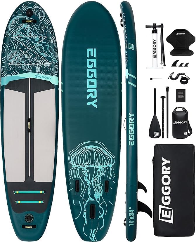 Inflatable Paddle Board,Stand Up Paddle Board Set, Extra Wide SUP Board with Removable Fin, Floating Paddle, Hand Pump, Waterproof Phone Pouch,Traveling Board