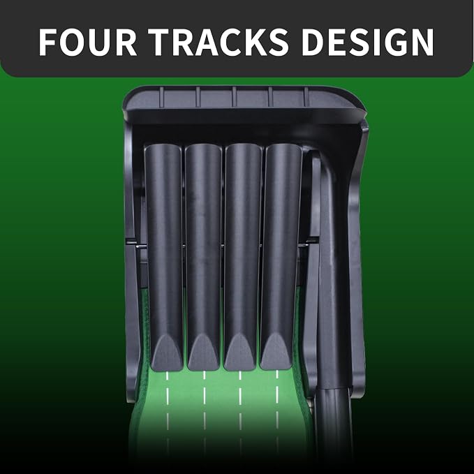 Crestgolf Golf Putting Mat, Automatic Ball Return with 4 Unique Flipping Tracks & 2-Player Mode, Professional Non-Slip Practice Putting Green Mat for Indoor Golf Training, Improve Putting Skills