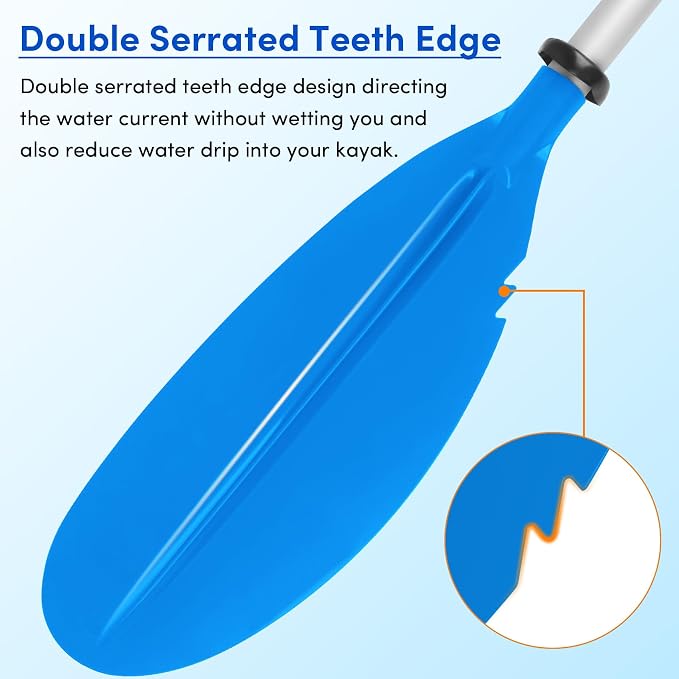 Kayak Paddles Adjustable 88in 4 Piece Kayak Oars Boat Paddles for Adults with Paddle Leash, Canoe Paddles for Kayaking Rafting Jet Ski Canoe Outdoor Kayak Water Sports and Safety Boat Accessories