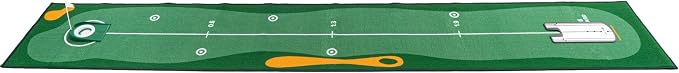 GLANC Golf Putting Practice Mat Set with Alignment Mirror & Cup, 20 in X 10 ft Training Aid Mat, Anti-Slip Backing Golf Putting Green for Indoor and Outdoor Use