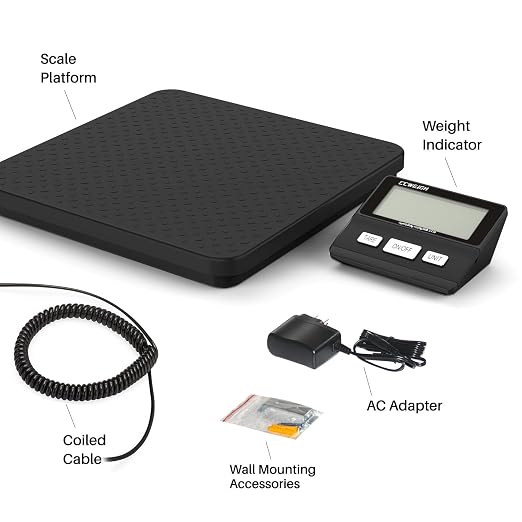 Digital Shipping Scale with Weight Indicator, 440lb/1.76oz, for Small Business, parcels, Home, Luggage, etc., Digital Postal Scale with AC Adapter and LCD Digital Display.