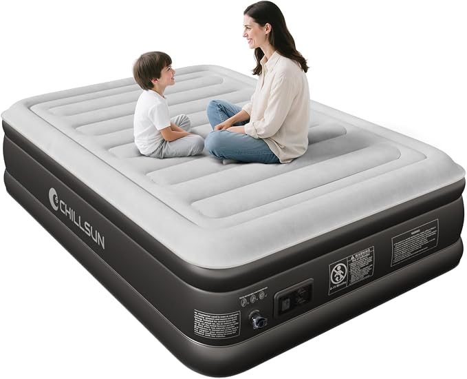 CHILLSUN Air Mattress Full with Built-in Pump,18'' Comfortable Blow Up Colchones Inflables Mattress for Home,Guests,Foldable,Portable Bed for Adults,Durable Airbed Supports Up to 600 lbs