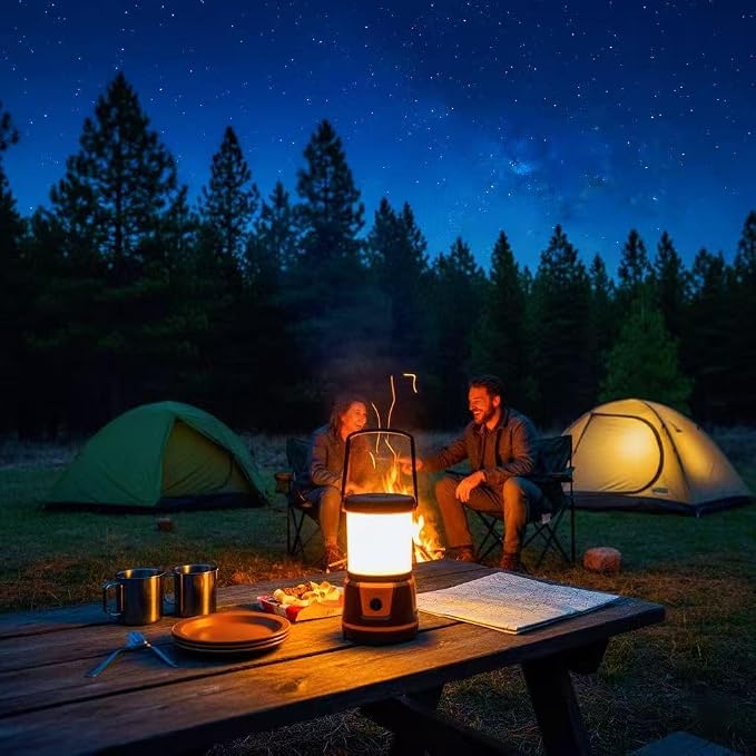 Rechargeable LED Lantern - 3000 Lumens, 5 Light Modes, IP54 Waterproof, 7500mAh Battery, Portable Flashlight for Camping, Hiking, Power Outages & Emergencie (Orange)