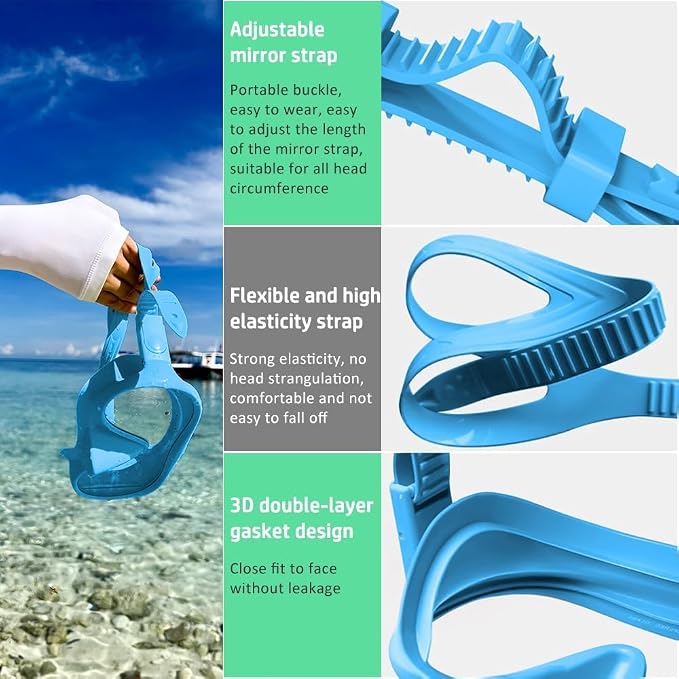 2 Sets Snorkeling Gear for Adults, Snorkel Set Adult Panoramic View, Anti-Leak Anti-Fog Scuba Diving Mask with Mesh Bag, for Portable Professional Diving Snorkeling Set
