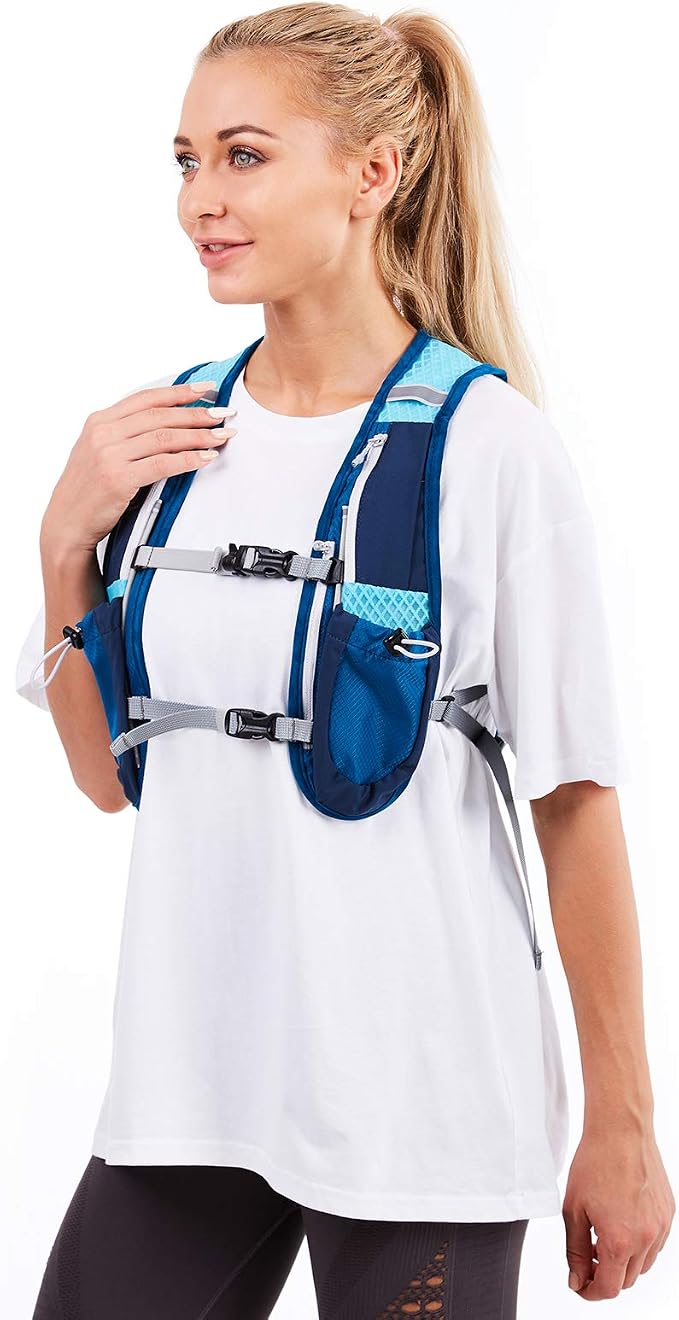 UTOBEST Running Vest, 5L Hydration Vest Lightweight, Breathable and Sweatproof Running Backpack, Adjustable Running Hydration Vest for Trail Running Marathon Race Jogging Cycling