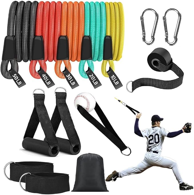 Davllin Baseball Resistance Trainer,Training Aid for Baseball Softball Pitchers,Interchangeable Grips to Build Arm Strength,Arm Bands for Baseball Players,Baseball Throwing Trainer,Great to Warm-Up