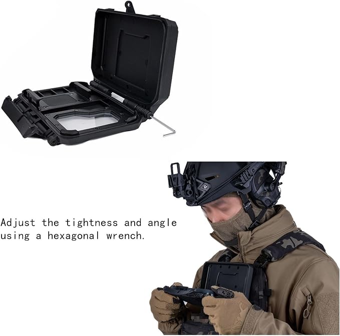 Universal Tactical Phone Mount for Plate Carrier, Hands-Free Chest Holder Compatible with All iPhone & Android (4.7-6.6 Inch Screen) (Black)