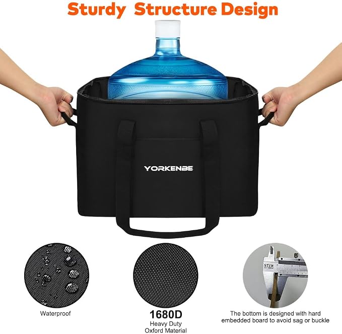 Camping Organizer, 1680D Heavy Duty Waterproof Camping Storage for Camping Cooking Utensils and Camping Cookware, with Hard Bottom, Camping Bag with Zippered Lid for RV, Hiking