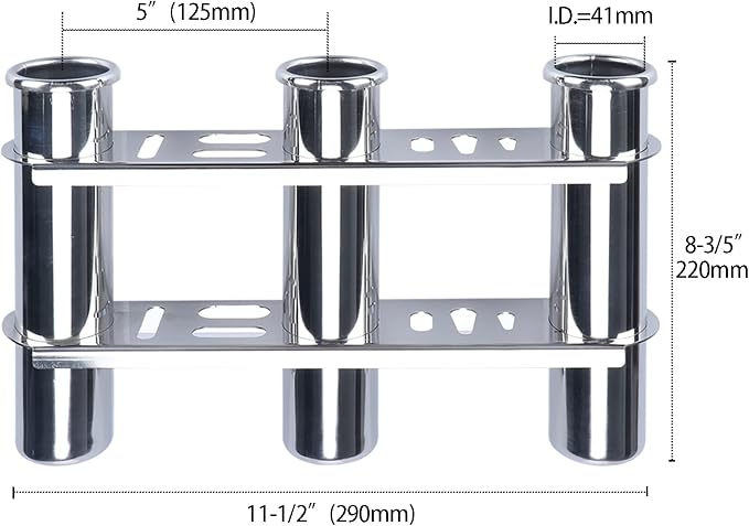 Fishing Rod Holder for Boat, Vertical Wall Mounted Fishing Rod Rack, Stainless Steel Rod Holder for Marine Boat,Fishing Boat, Truck (3 Tubes Upgrade)