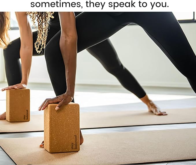 Cork Yoga Blocks 2 Pack – High Density Non Slip with Select Cork Grain for Chip-Resistant Durability | Extra Thick 4” for Support & Stability | Natural, Smooth, and Crumble Free | Body By Yoga