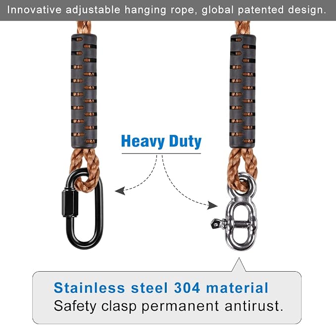 SELEWARE Tree Swing Ropes Hammock Chair Straps Hanging Kit, Length Adjustable Nylon Rope Holds to 1000lbs, Perfect for Playground Set, Children Swing, Outdoor Swing Hanging Straps, 2 Pack 80inch
