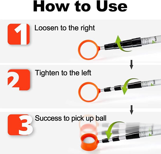 Golf Ball Retriever - Telescopic Aluminum Alloy Pole and Firm Nylon Cup Grabber