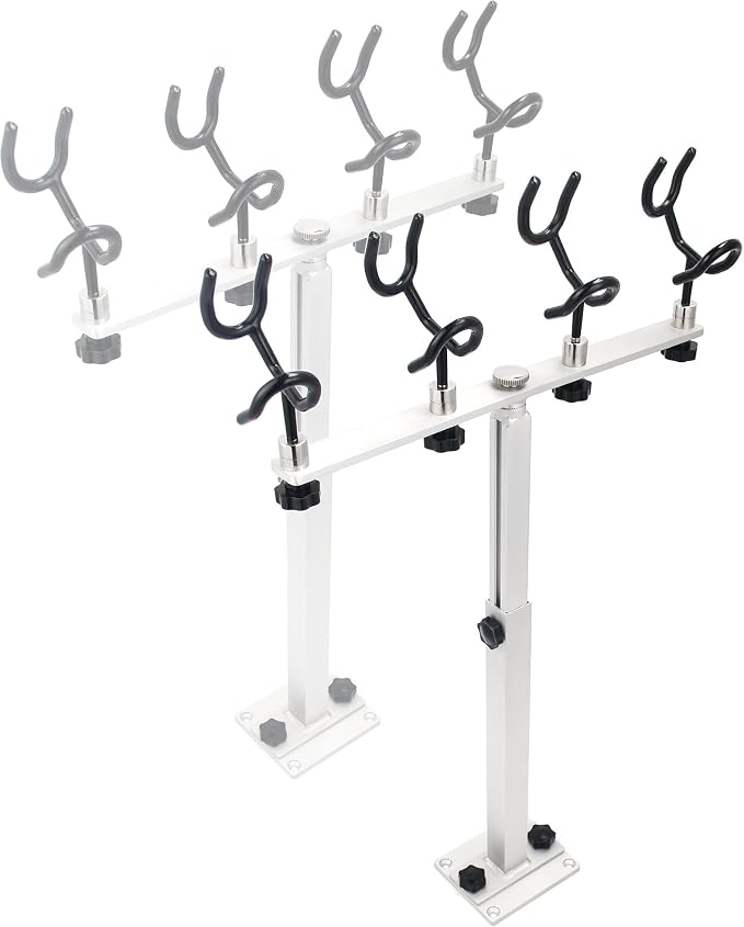 Aluminum Spider Rigging Rod Holder for Boat - 4 Pole Crappie Fishing Rack, Heavy Duty 6063-T5 Marine Grade Aluminum, 16.5"-30.5" Adjustable Height Square Tube Support for Catfish & Trolling