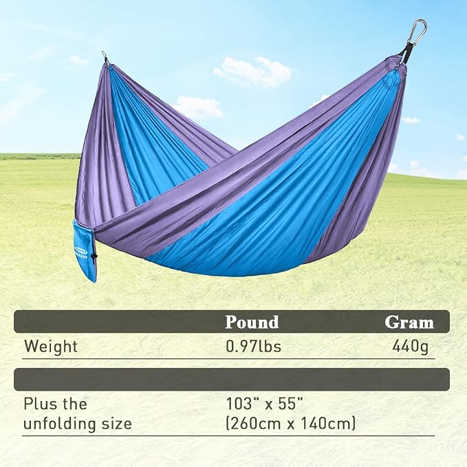 Forbidden Road Camping Hammock 400lbs Capacity Portable Hammock for Outside, Backyard, Travel, Backpacking, Beach