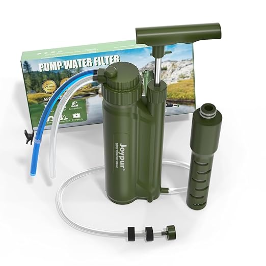 Portable 3-Stage Water Purifier Survival Pump with 0.01 Micron Ultrafiltration Membrane Water Purification System,Suitable for Hiking,Camping,Emergency Survival Water and Outdoor Activities