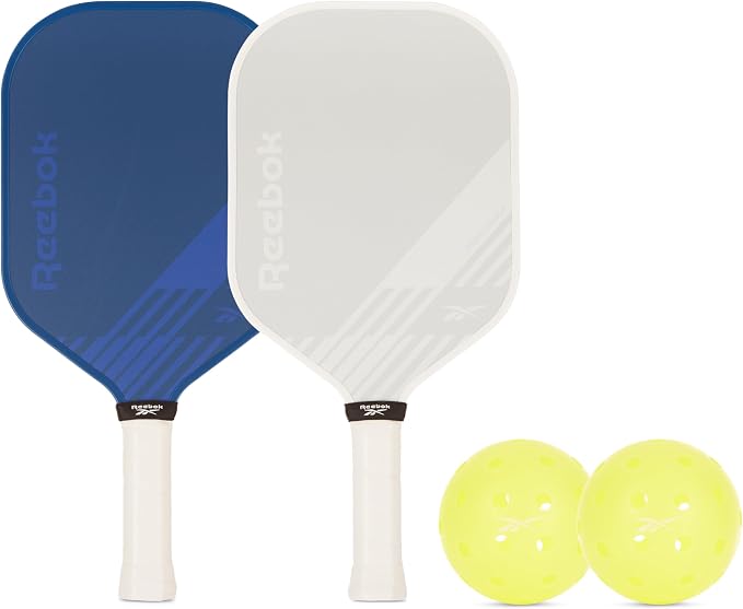 Reebok - Pickleball Set for 2 Players, Includes 2 Paddles with Cushion Grip and 2 Light-Up Balls, Perfect for Night Play, Durable, Engineered for Sports Enthusiasts