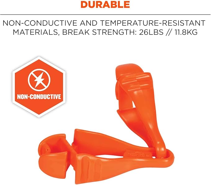 Ergodyne Glove Grabbers Each Security Clip, Orange, Each US, 1 Count (Pack of 1)