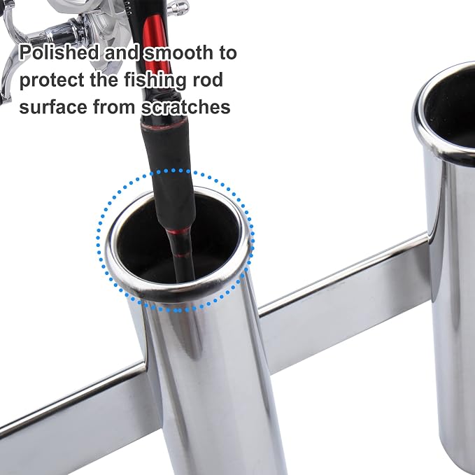 Fishing Rod Holder for Boat, Vertical Wall Mounted Fishing Rod Rack, Stainless Steel Rod Holder for Marine Boat,Fishing Boat, Truck (4 Tubes Standard)