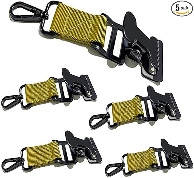 ZHIRONGFA Glove Clip Ensure that Gloves stay with you. for Firefighters Plumbing and Maintenance Workers. Metal Durability and Strong Grip. 5 P/set (Brown)