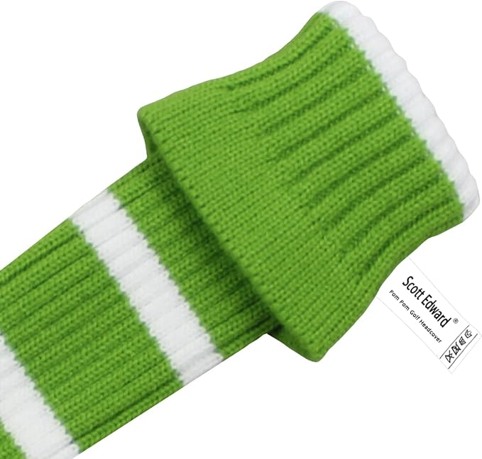 Scott Edward Knit Golf Club Cover with a Pom Set of 5 Head Covers Protect Driver Wood(460cc) 1 Fairway Wood2 and Hybrid/UT2 with Rotating Club Number Tags