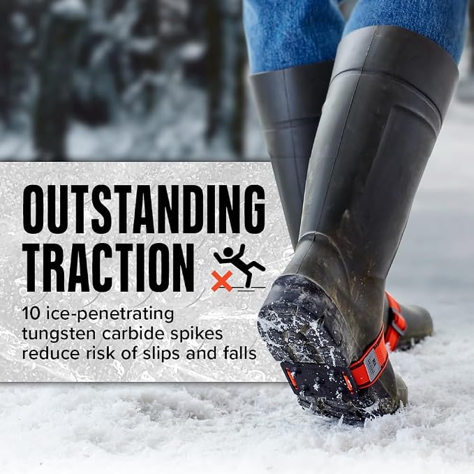 K1 Mid-Sole Ice Cleats for Men & Women - Rotatable Traction Aids For Winter Snow - Hi Vis - High Profile