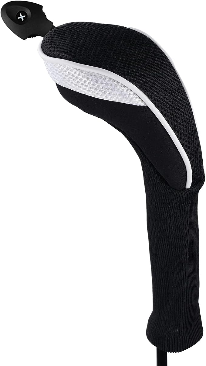 Andux 2 Pack Long Neck Golf Hybrid Club Head Covers Dial No. Tag CTMT-01 | Mesh Breathable material | all the Same Size | Coloured Piping | Pull-On Closure