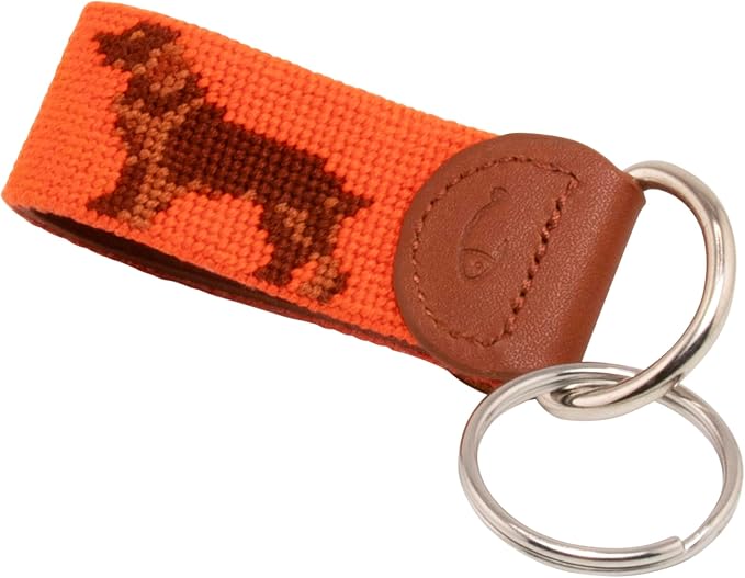 Leather Hand-Stitched Needlepoint Key Fob or Key Chain