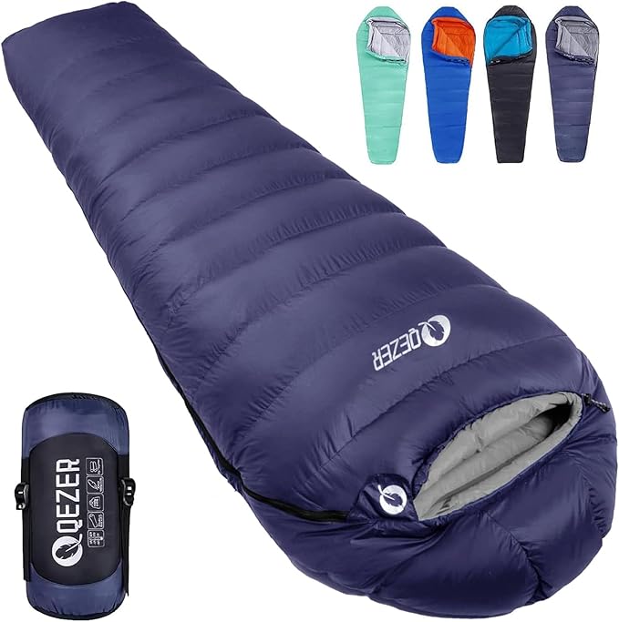 Down Sleeping Bag for Adults, 0°F 10°F 15°F 20°F 600 Fill Power Mummy Lightweight Compact Cold and Warm Weather Backpacking Sleeping Bag for Camping Hiking Outdoor All Seasons