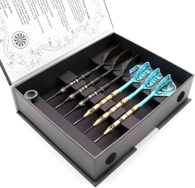CUESOUL Jazz-Metal Luxury Steel Tip Darts Set 21g/24g/26g with AK5 Integrated Dart Flights