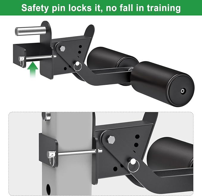SELEWARE Squat Rack Attachment, Y-Shaped Dip Bar Attachment, Nordic Hamstring Curl Attachment and Lever Arms for 2x2 or 3x3 Power Rack with 5/8" or 1" Hole, Power Cage Accessories for Home Gym