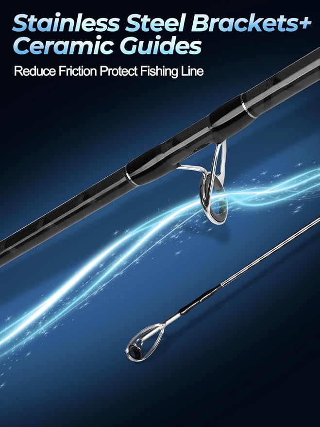Jenseits Carbon Fiber Fishing Rod Series (6-12 Ft), Spinning & Casting Rods with Stainless Steel Ceramic Guides, Fast Action Fishing Pole for Bass, Trout, Walleye & Surf Fishing