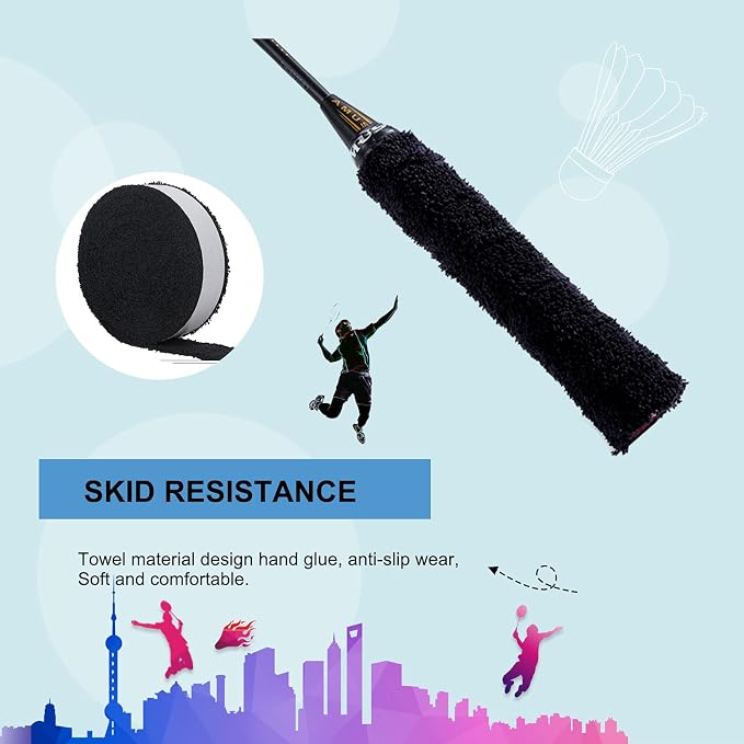 GLL Super Absorbent Cotton Towel Handles Protection Toweling Racket Overgrip Skid Resist Absorb Sweat Grip Tape for Tennis Badminton Racquetball Squash Baseball