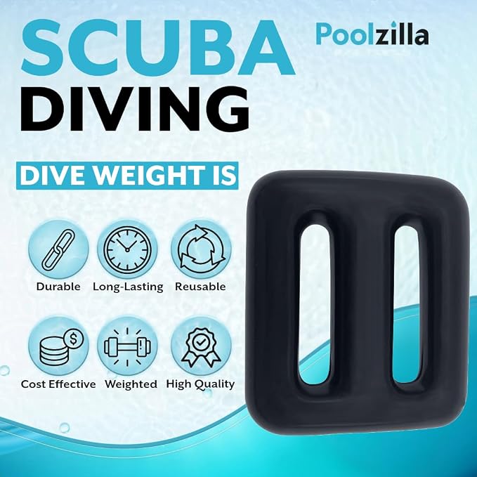 Poolzilla Vinyl Diving Weight for Scuba Diving, Durable Lead Weight with Slits for Placement Along Belt, Comes in 1.1LB(0.5KG) or 2.2LB(1KG) Sizes