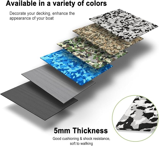 Boat Flooring EVA Foam Boat Decking Sheet Self Adhesive Marine Flooring Brushed Camo Marine Carpet for Boats Yacht Kayak Decking Cushioning Cooler Seating Helm Pad Swimming RV Golf Cart Non Slip Pad