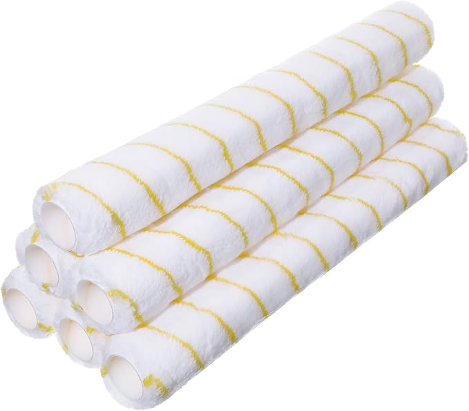 6 Pcs 18 inch Paint Roller Covers 3/8 '' nap Microfiber Paint Roller Sleeves for Wired or Simple Smooth Painting Frame Wall Ceilings Home Painting Supplies, Core Dia 1.5''