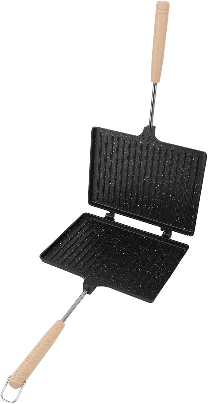 Yosoo Health Gear Sandwich Maker, Double Sided Press Stovetop Grill Pan with Handle for Breakfast Hot Dog Toaster Grilled Cheese Pancake, Flip Design