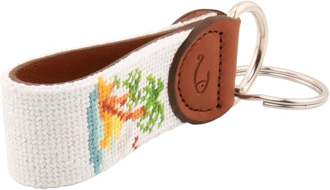 Leather Hand-Stitched Needlepoint Key Fob or Key Chain